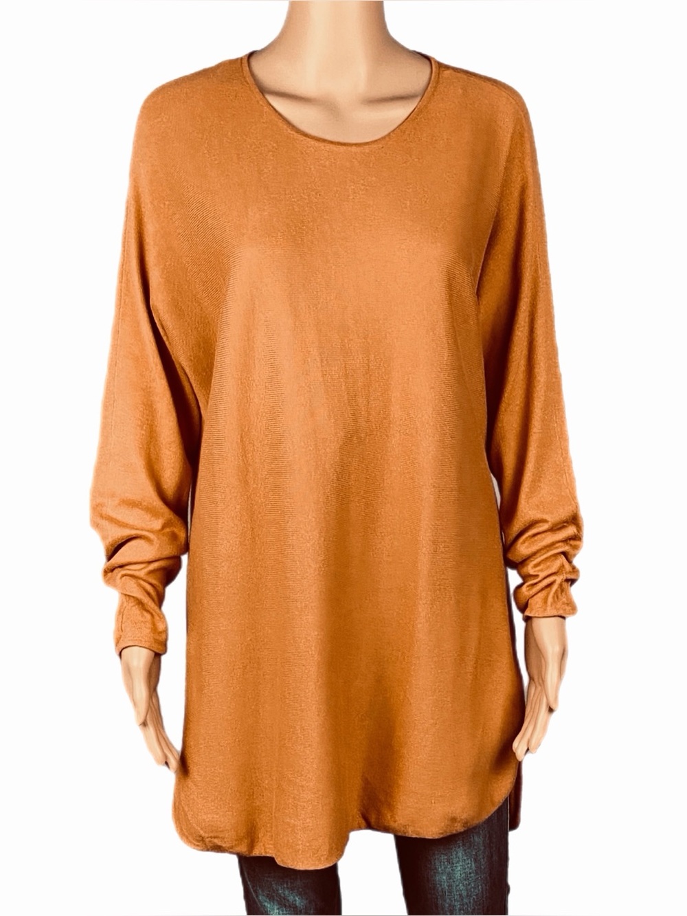 MICHAEL MICHAEL KORS Oversized Long Sleeve Tunic Sweater Burnt Orange Large